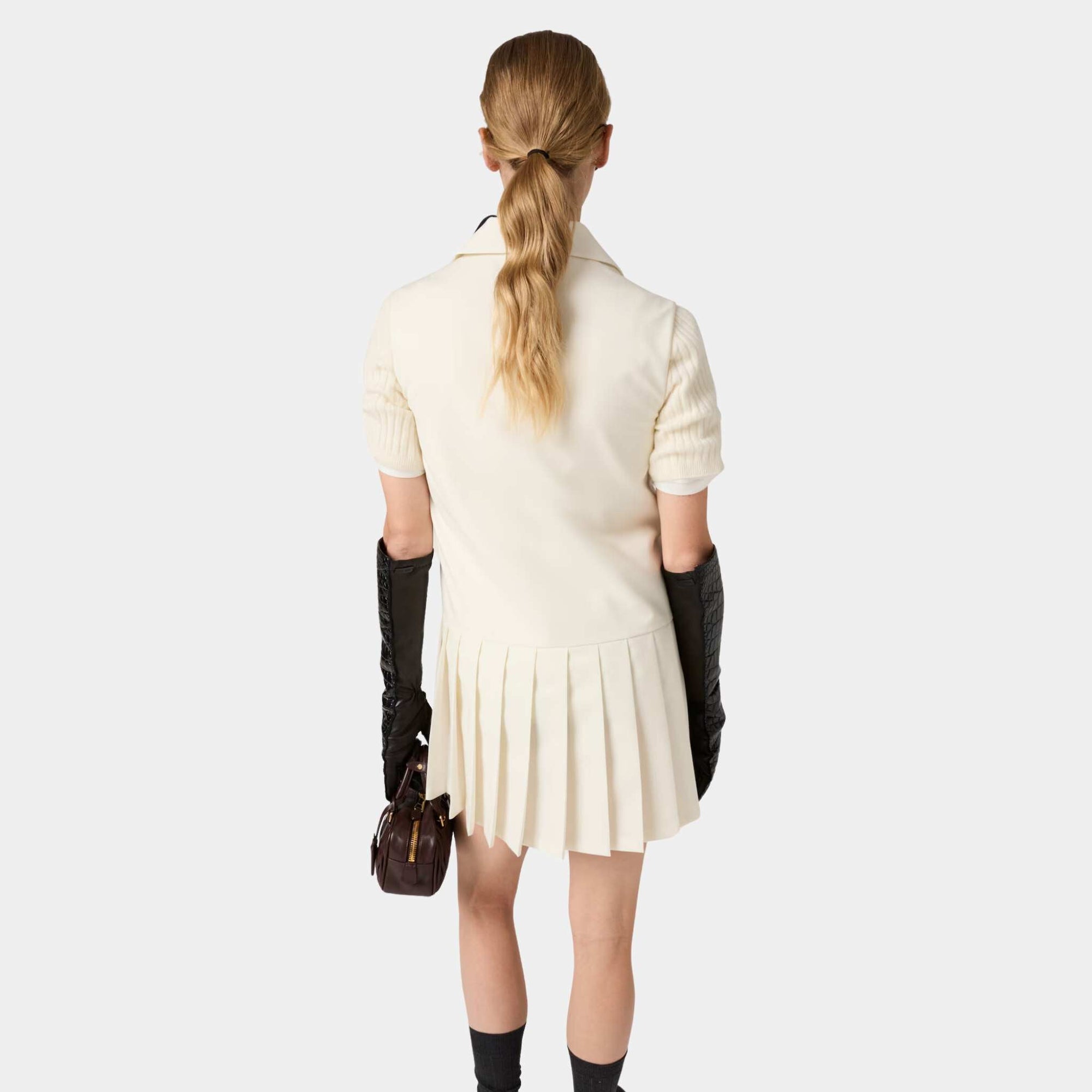 Оригінальна Mohair Fabric Mini Dress Natural Miu miu – вид ззаду