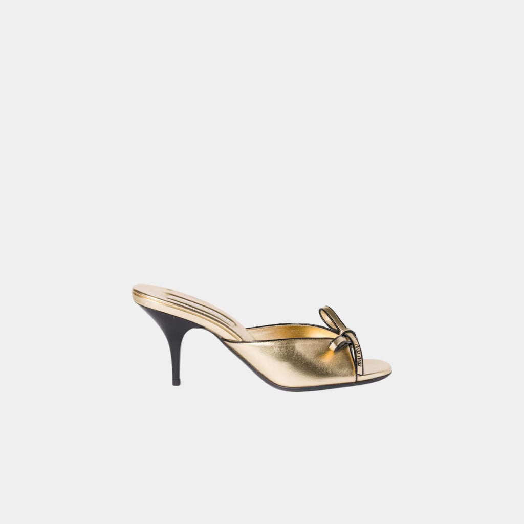 Mordoré Nappa Leather Heeled Sandals With Bow Miu miu оригінал – Купити в Україні – збільшений вид