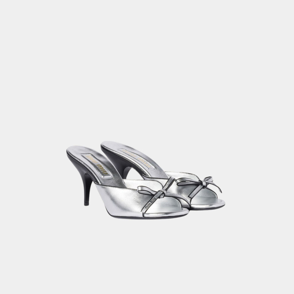 Mordoré Nappa Leather Heeled Sandals With Bow Miu miu оригінал – Купити в Україні – вид ззаду