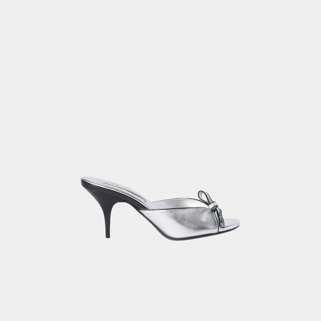 Mordoré Nappa Leather Heeled Sandals With Bow Miu miu оригінал – Купити в Україні – боковий вид