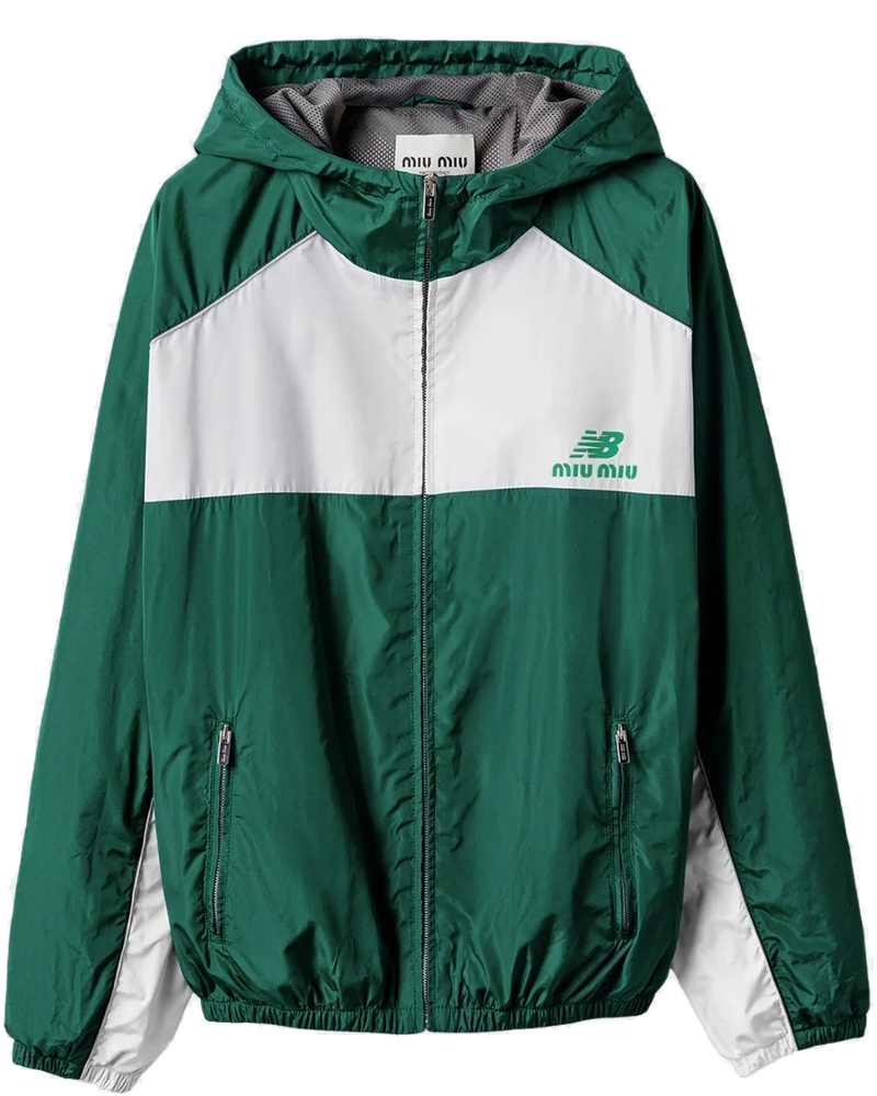 Оригінальна Technical Poplin Hoodie Jacket Miu miu
