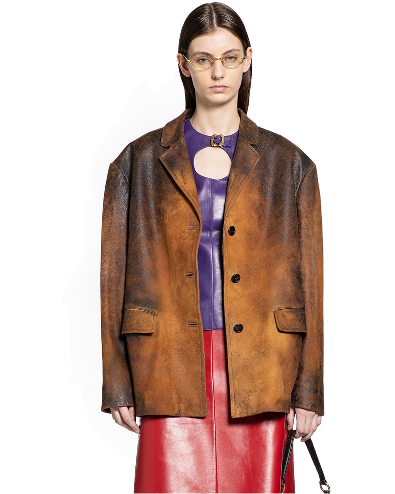 Waxed Suede Blazer Miu miu – Гарантія оригінальності