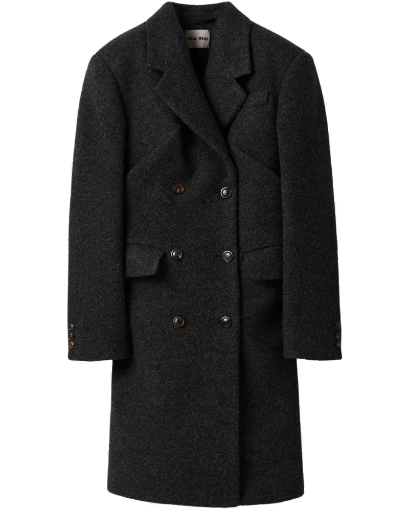 Double-Breasted Shetland Wool Coat Miu miu – Гарантія оригінальності