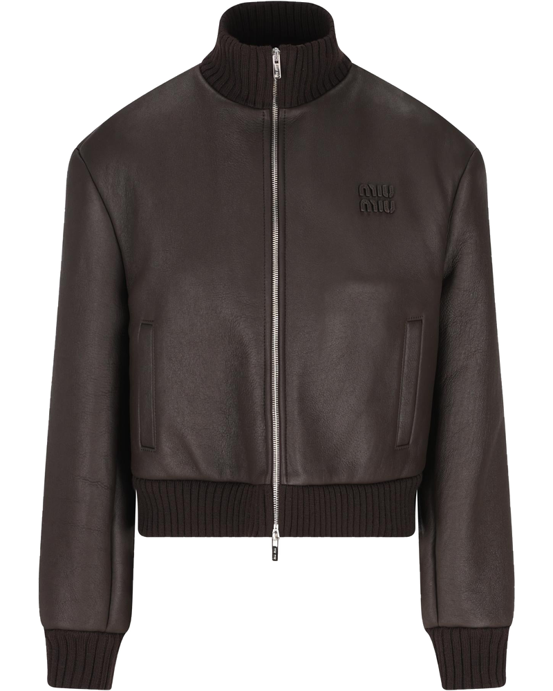 Оригінальна Leather Bomber Jacket Miu miu
