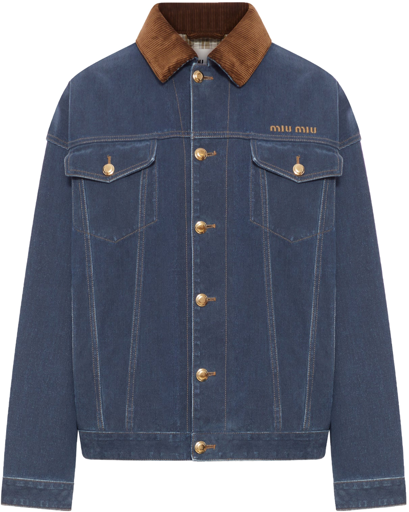 Оригінальна Flocked Denim And Velvet Blouson Miu miu