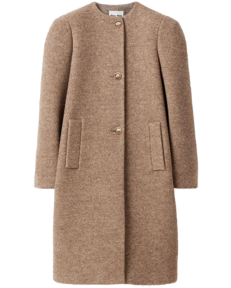 Single-Breasted Shetland Wool Straight Fit Coat Miu miu – Гарантія оригінальності