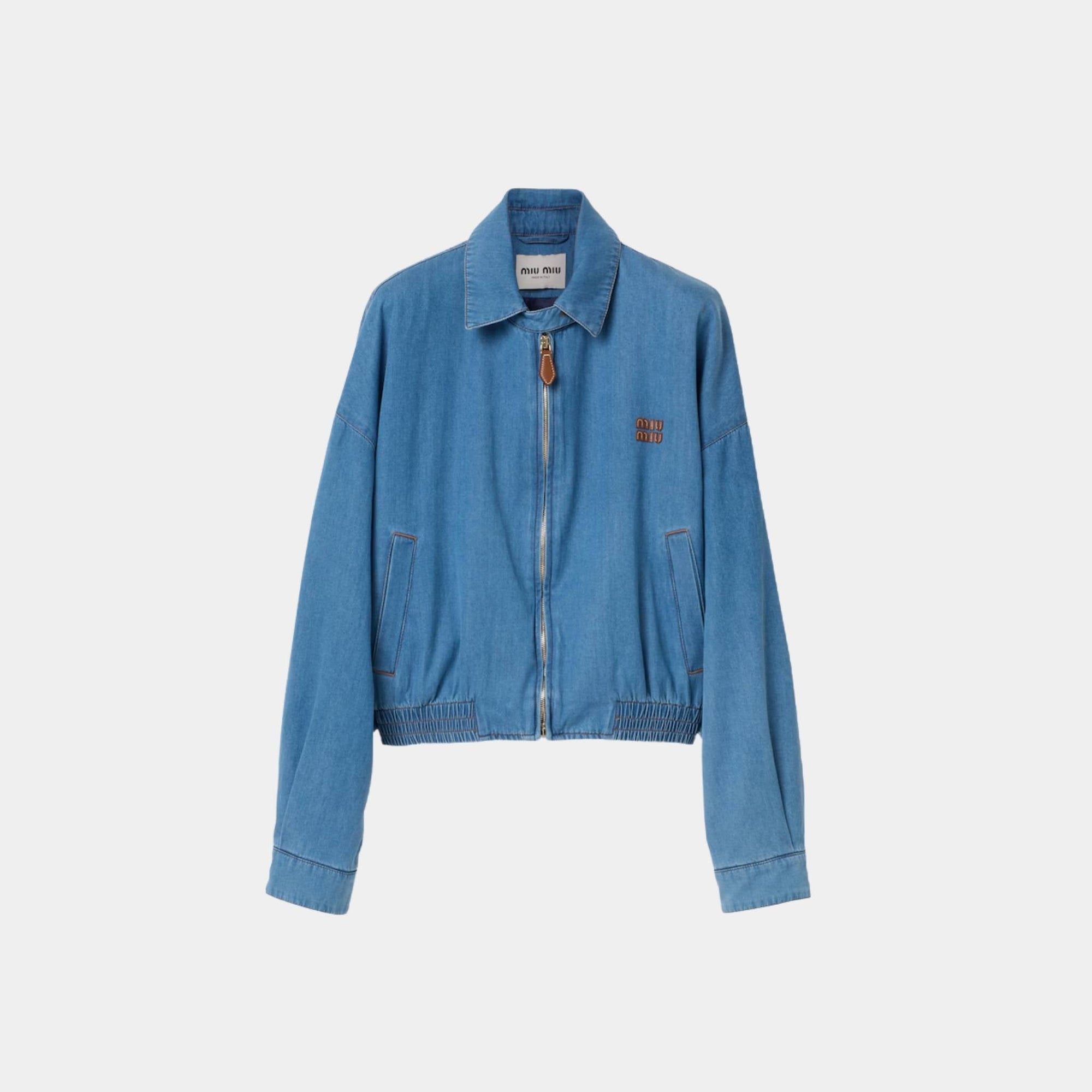 Oversized Denim Blouson Jacket Sapphire Blue Miu miu оригінал – Купити в Україні – боковий вид