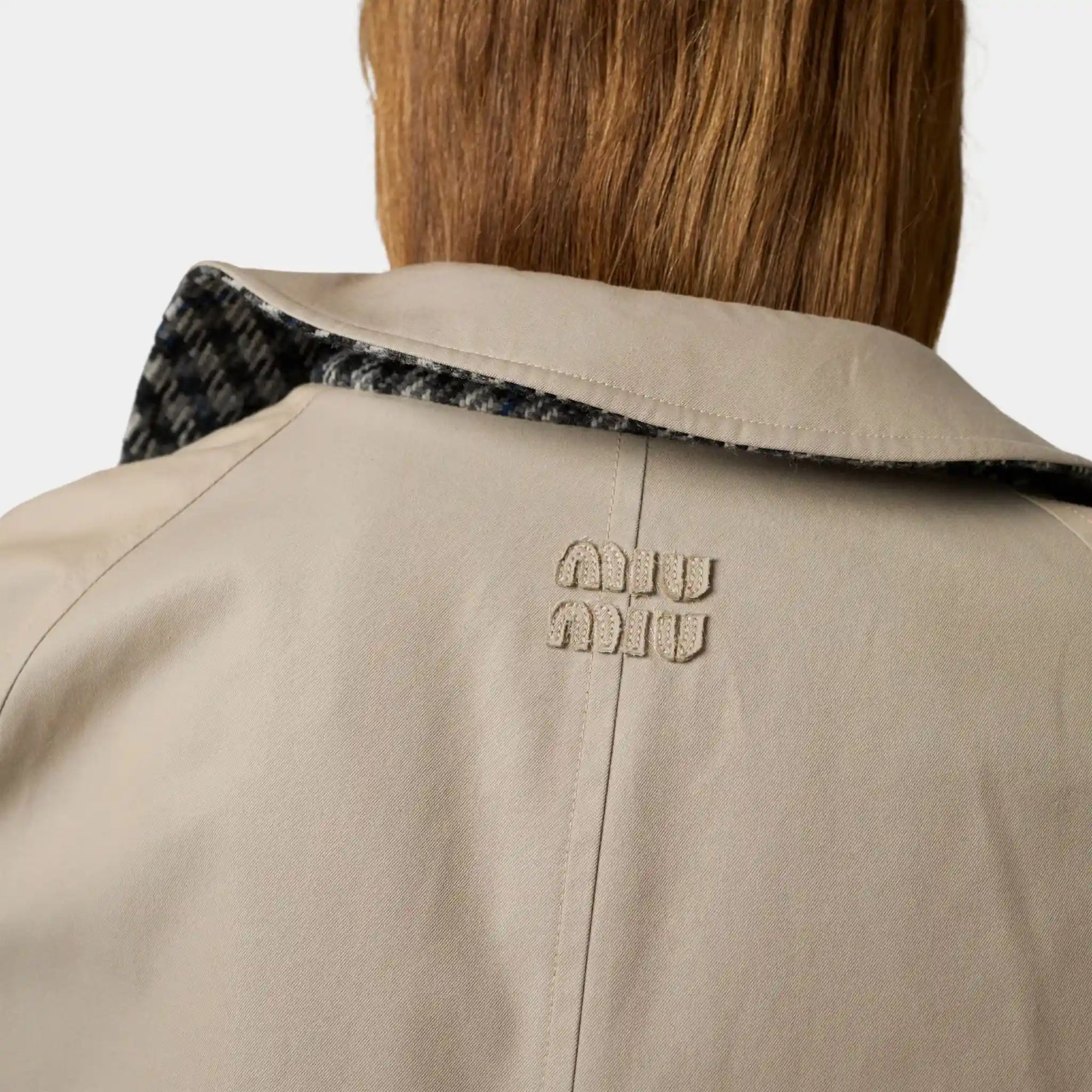 Reversible Twill And Check Trench Coat Miu miu – Гарантія оригінальності – збільшений вид