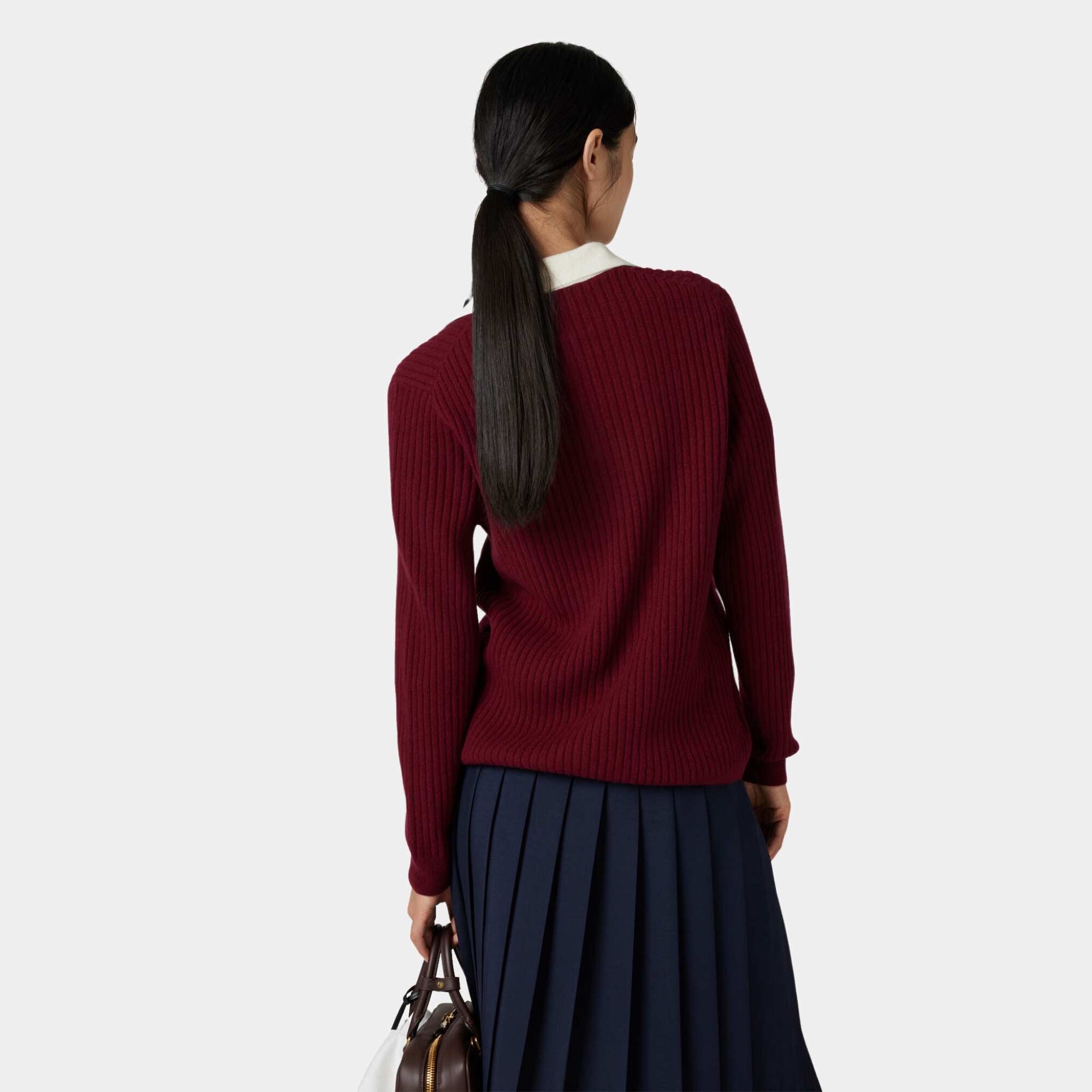 Ribbed Cashmere Polo Shirt Amaranth Natural Miu miu оригінал – Купити в Україні – вид ззаду