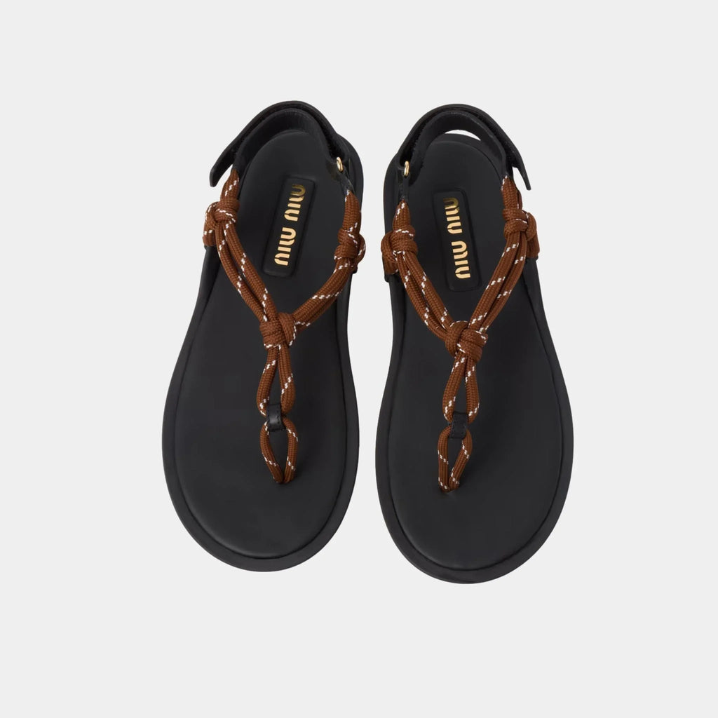 Riviere Cord And Leather Sandals Miu miu – Гарантія оригінальності – детальний вид