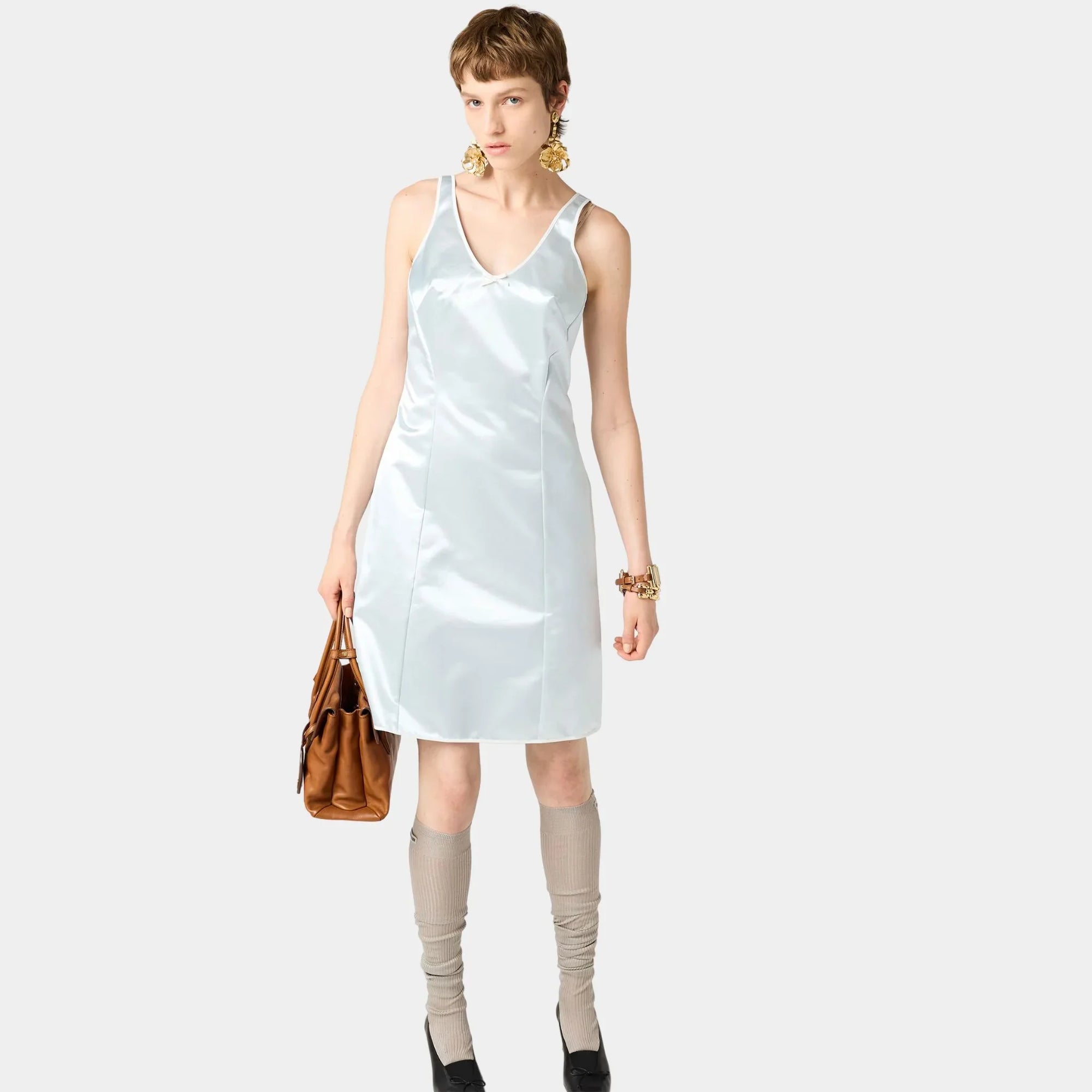 Satin Sleeveless Dress Miu miu оригінал – Купити в Україні – збільшений вид