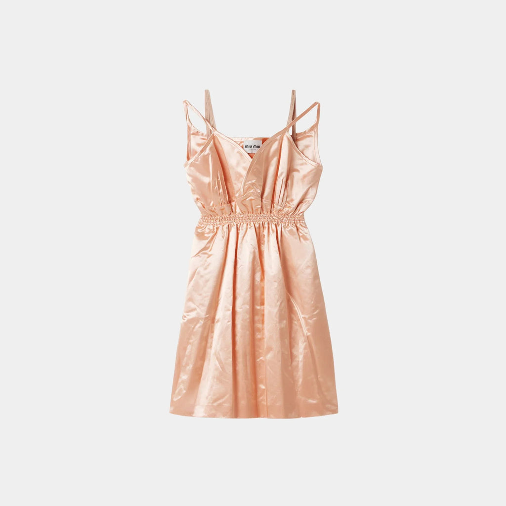 Оригінальна Satin Sleeveless Flared Dress Miu miu – боковий вид