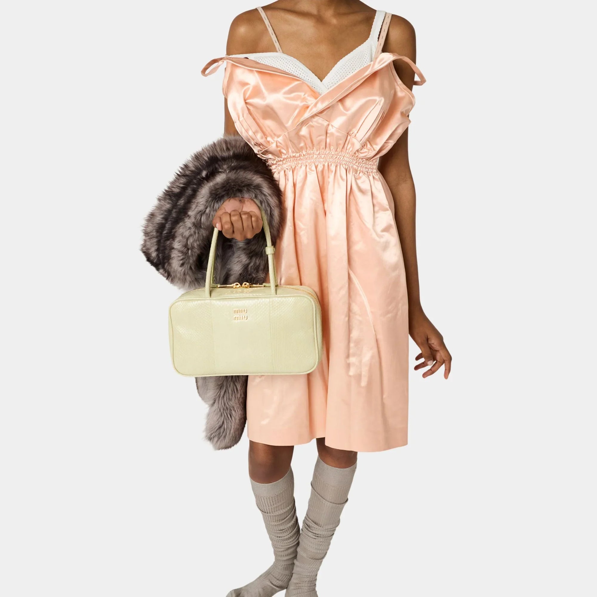 Оригінальна Satin Sleeveless Flared Dress Miu miu – збільшений вид