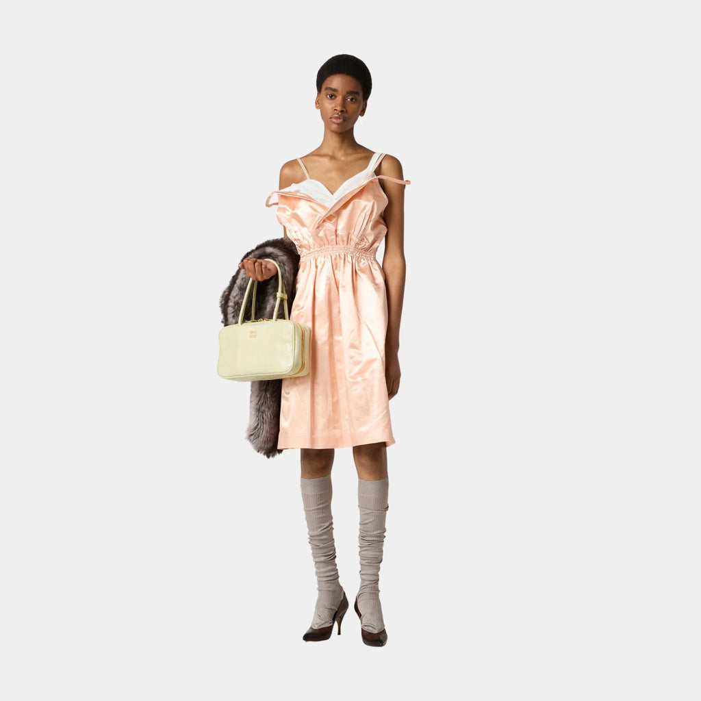 Оригінальна Satin Sleeveless Flared Dress Miu miu – вид ззаду