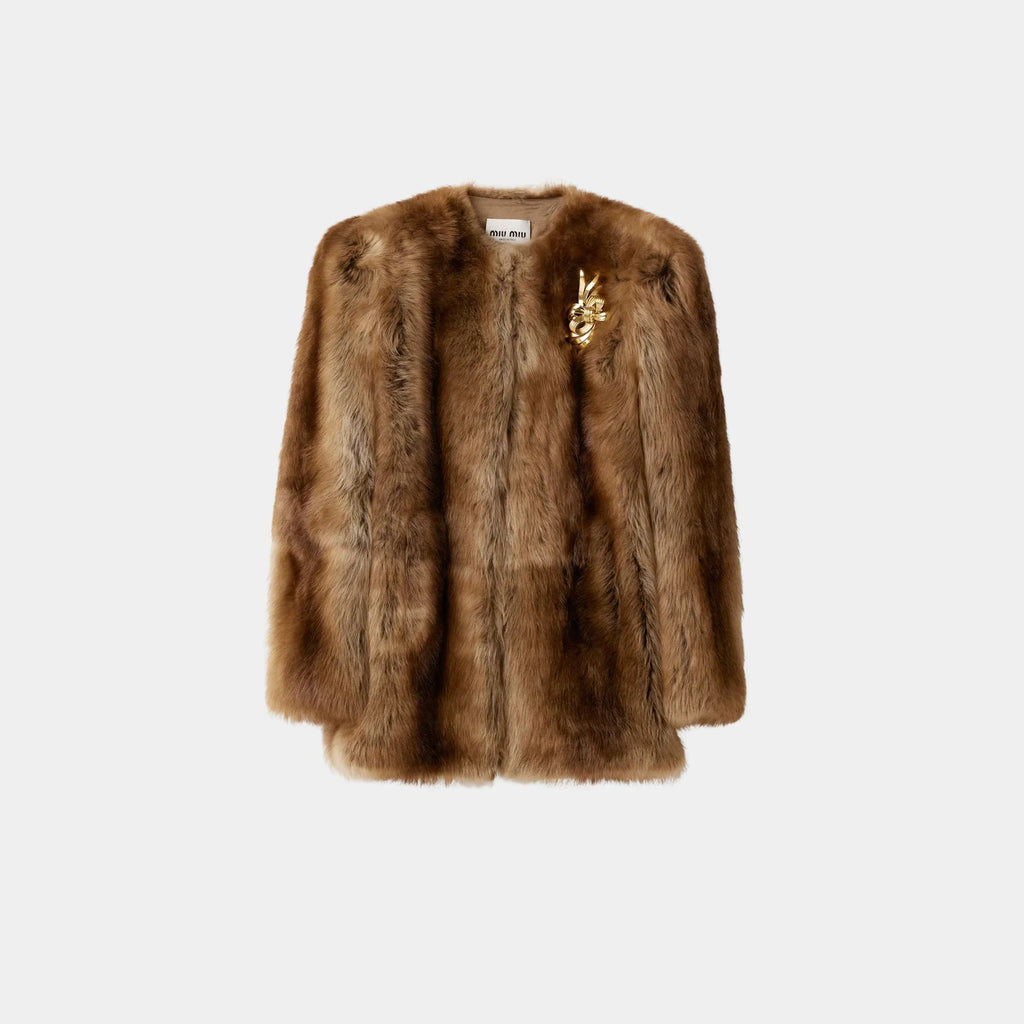 Shearling Fur Jacket Miu miu – Гарантія оригінальності – боковий вид