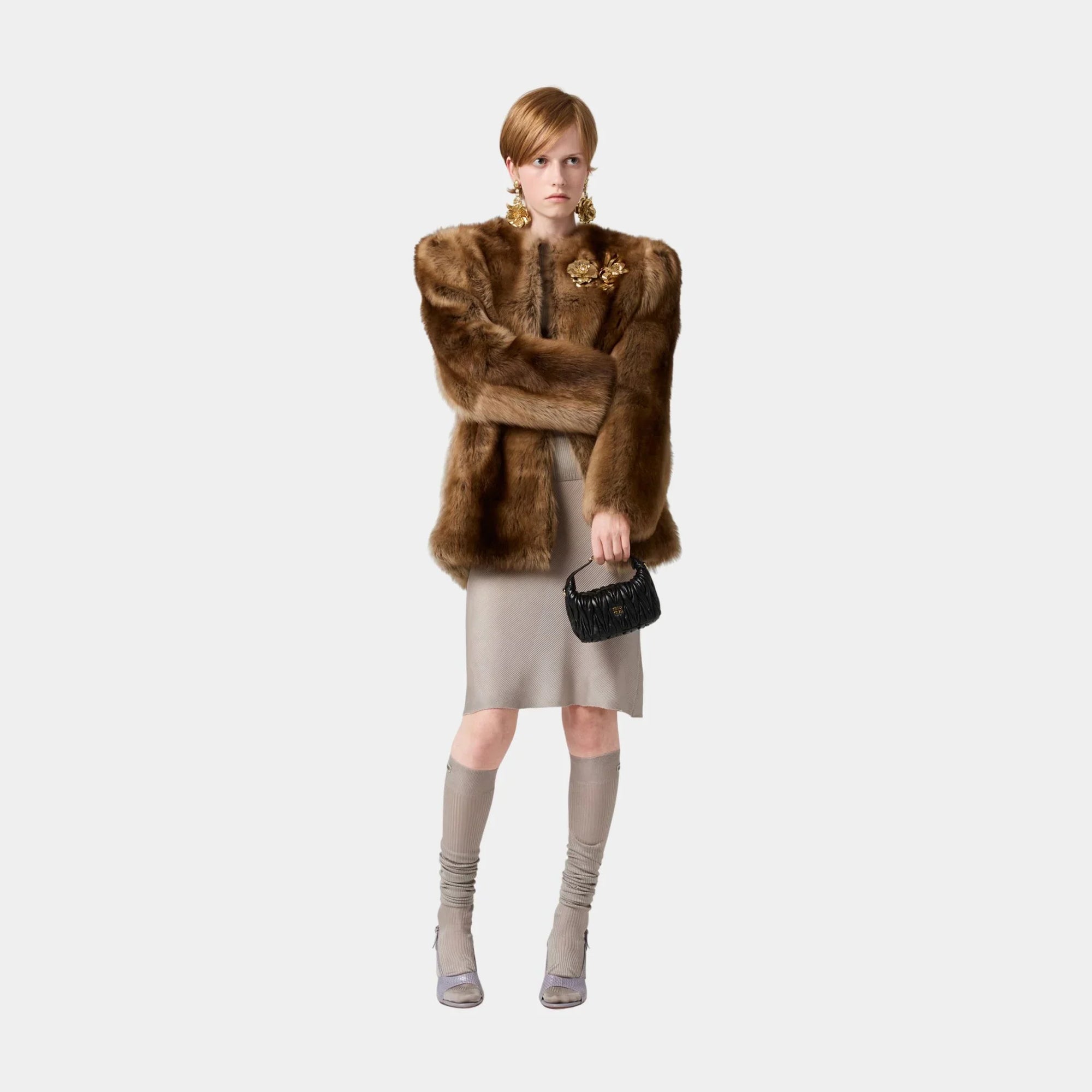 Shearling Fur Jacket Miu miu – Гарантія оригінальності – вид ззаду