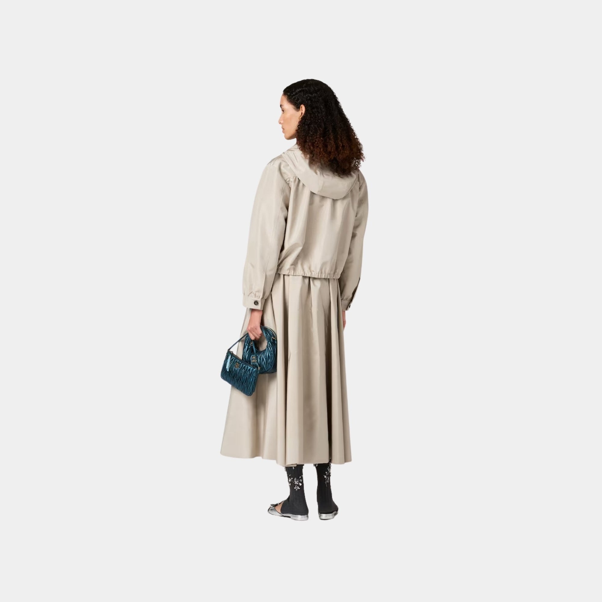 Silk Faille Blouson Jacket With Hood Miu miu оригінал – Купити в Україні – вид ззаду
