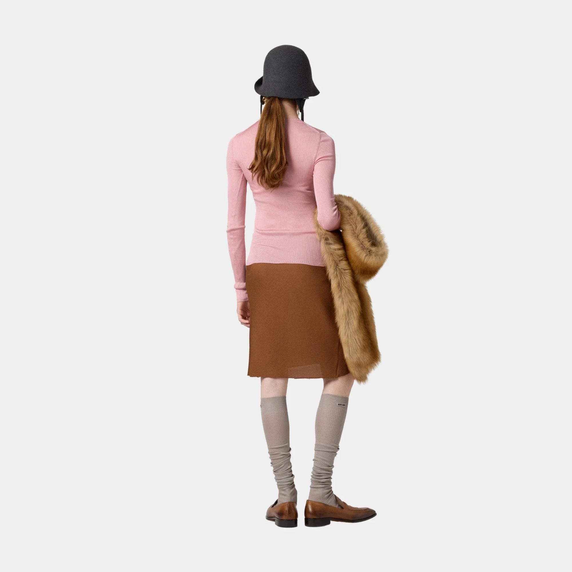 Оригінальна Silk MID-Length Skirts Miu miu – вид ззаду