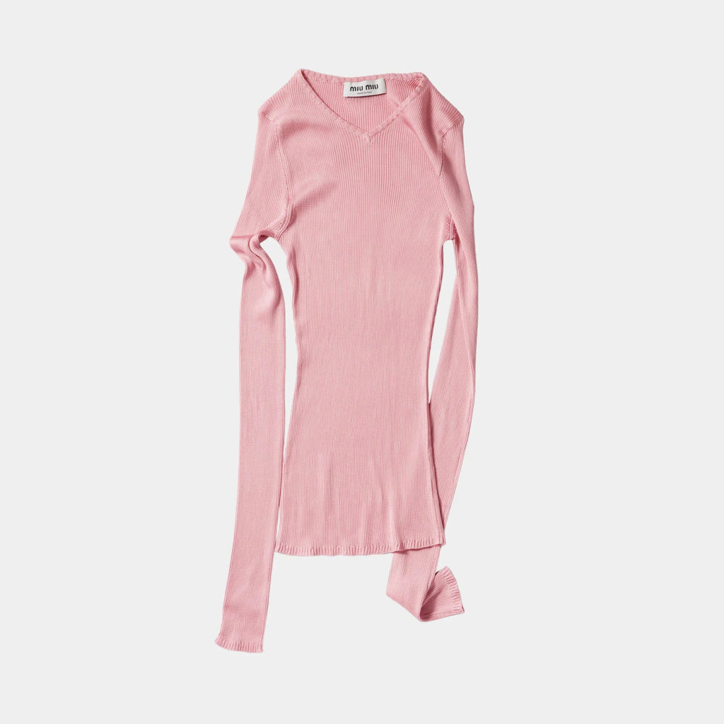 Оригінальна Silk V-Neck Sweater Miu miu – боковий вид