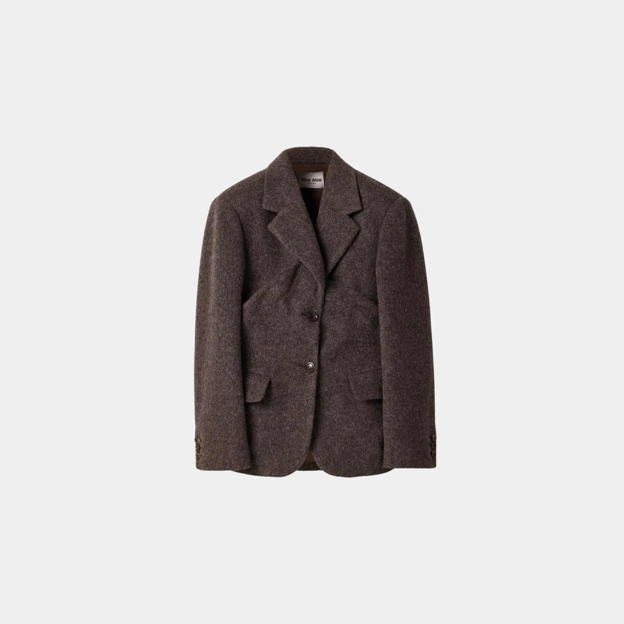 Single-Breasted Light Shetland Wool Jacket Miu miu – Гарантія оригінальності – боковий вид