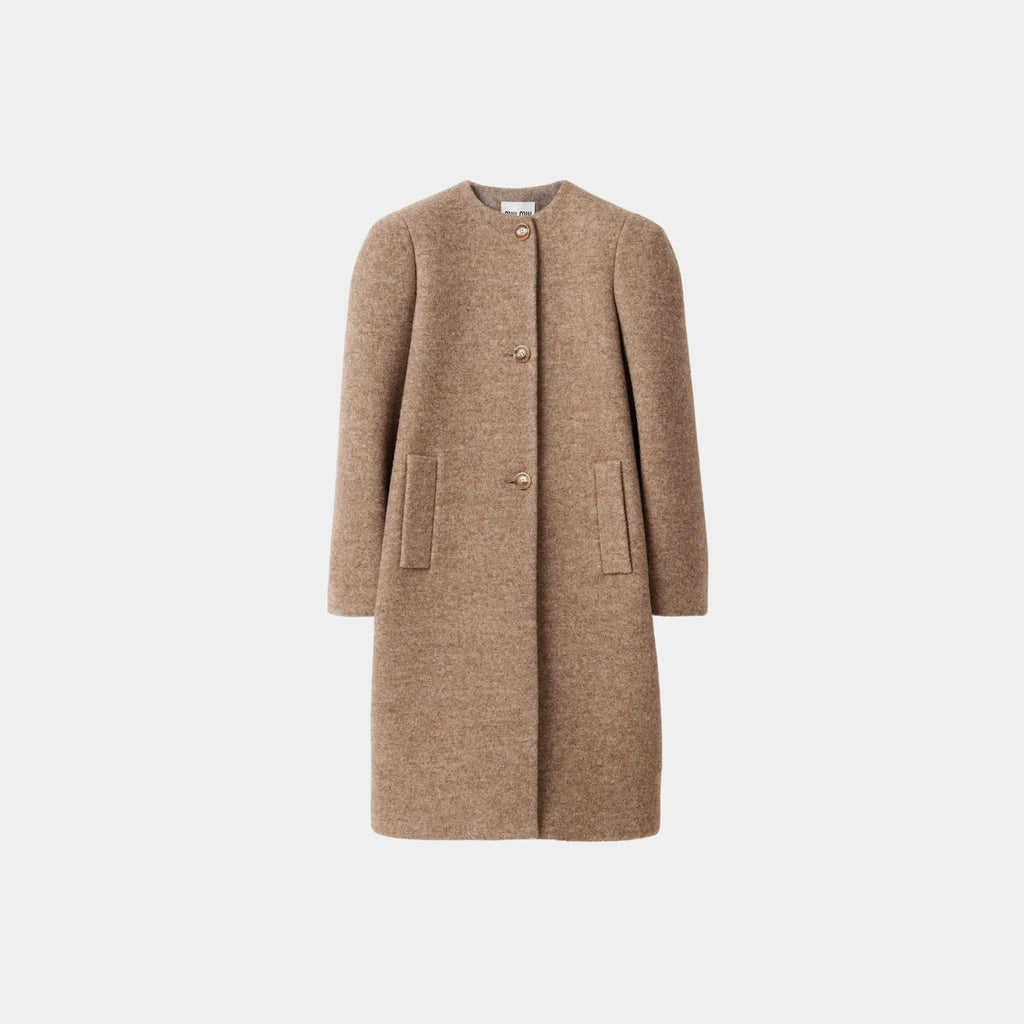 Single-Breasted Shetland Wool Straight Fit Coat Miu miu – Гарантія оригінальності – боковий вид