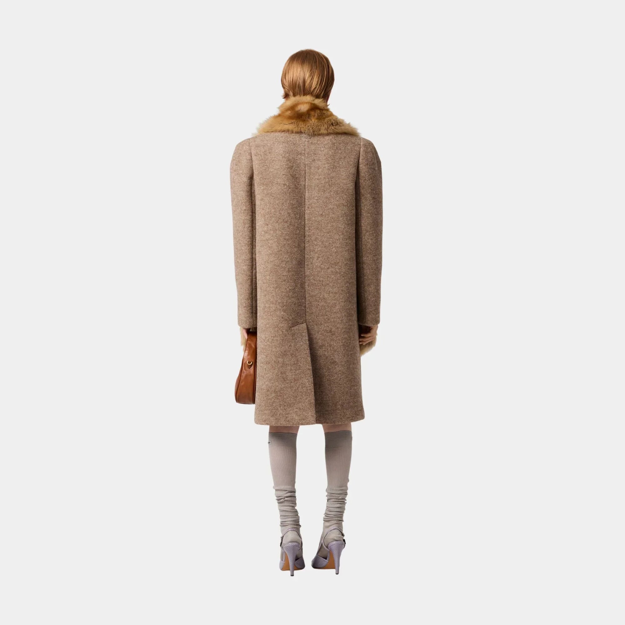 Single-Breasted Shetland Wool Straight Fit Coat Miu miu – Гарантія оригінальності – детальний вид