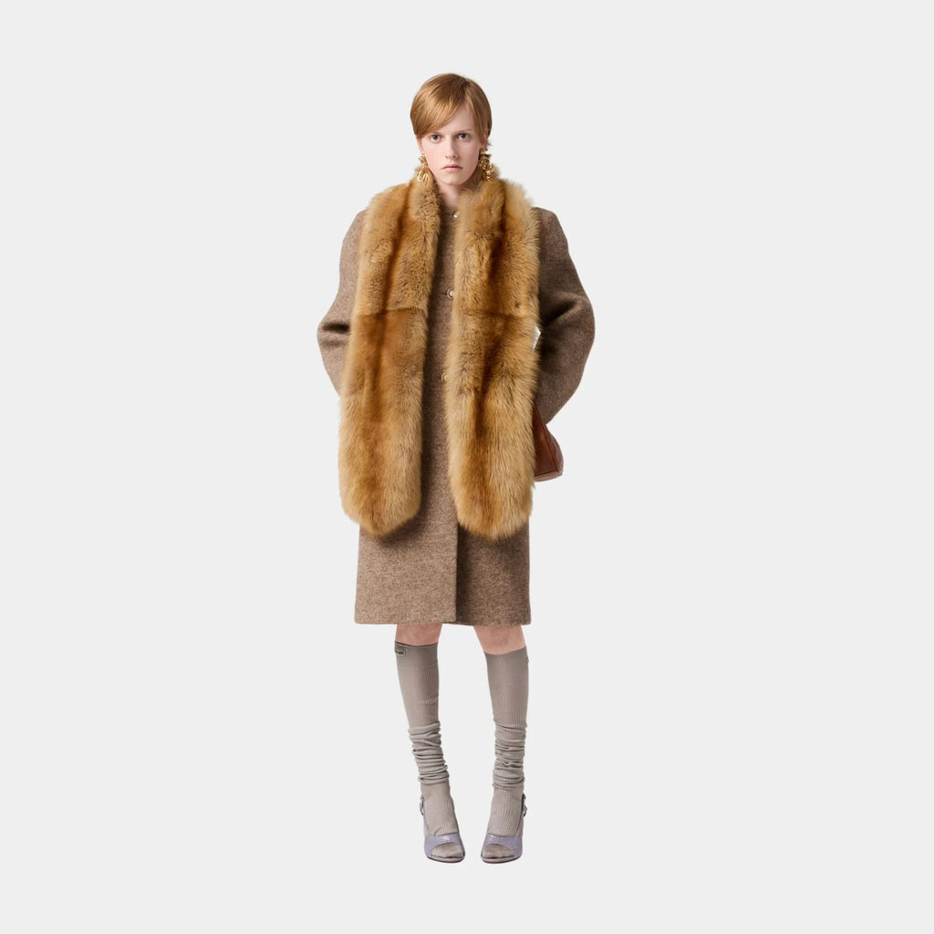 Single-Breasted Shetland Wool Straight Fit Coat Miu miu – Гарантія оригінальності – вид ззаду