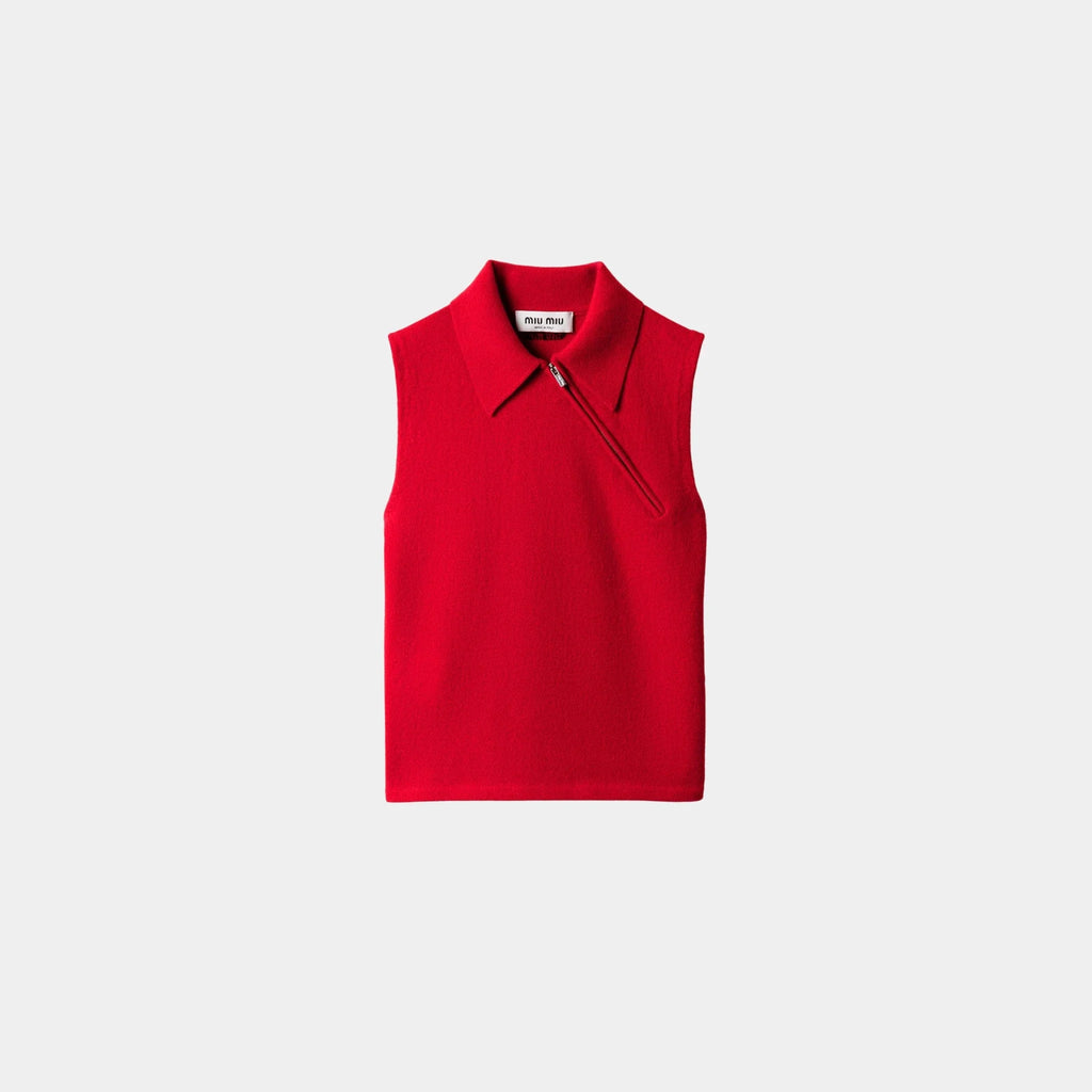 Sleeveless Cashmere Polo Shirt Miu miu – Гарантія оригінальності – боковий вид