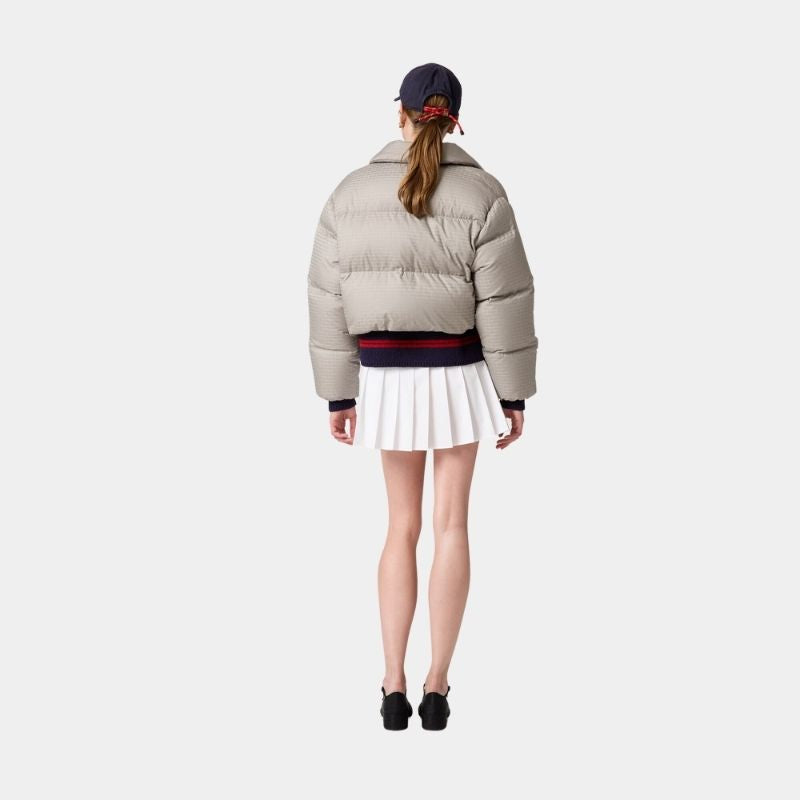 Оригінальна Technical Pongé Down Jacket Aluminum Miu miu – вид ззаду