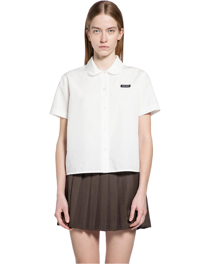 Оригінальна Slubbed Poplin Shirt Miu miu