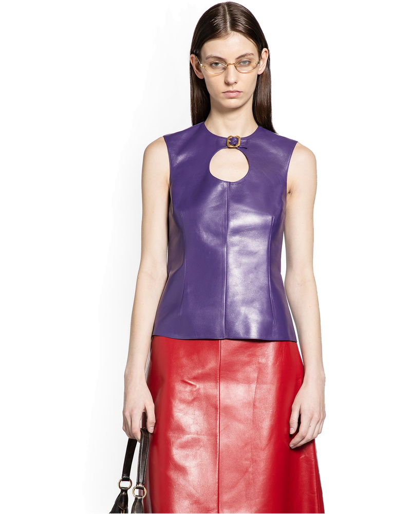 Оригінальна Nappa Leather Top With Buckle Miu miu