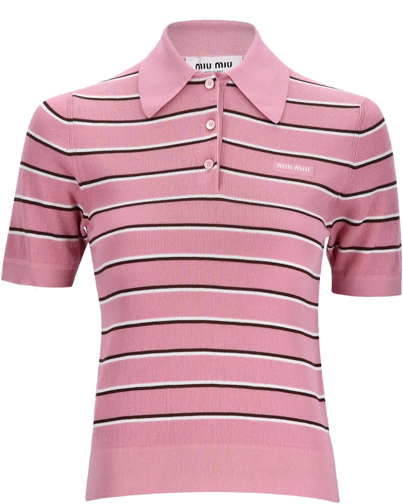 Cotton Striped Polo Shirt Miu miu – Гарантія оригінальності
