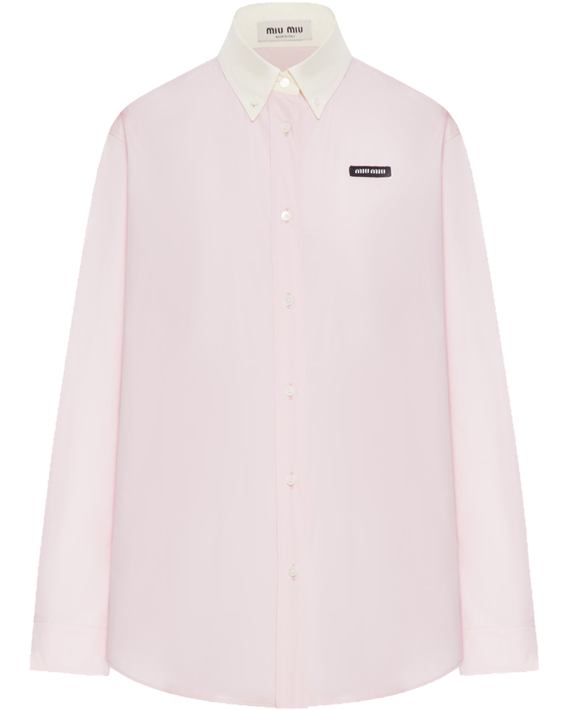 Оригінальна Cotton Poplin Shirt With Logo Patch Miu miu
