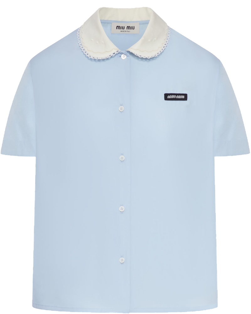 Short-Sleeved Cotton Poplin Shirt Miu miu оригінал – Купити в Україні
