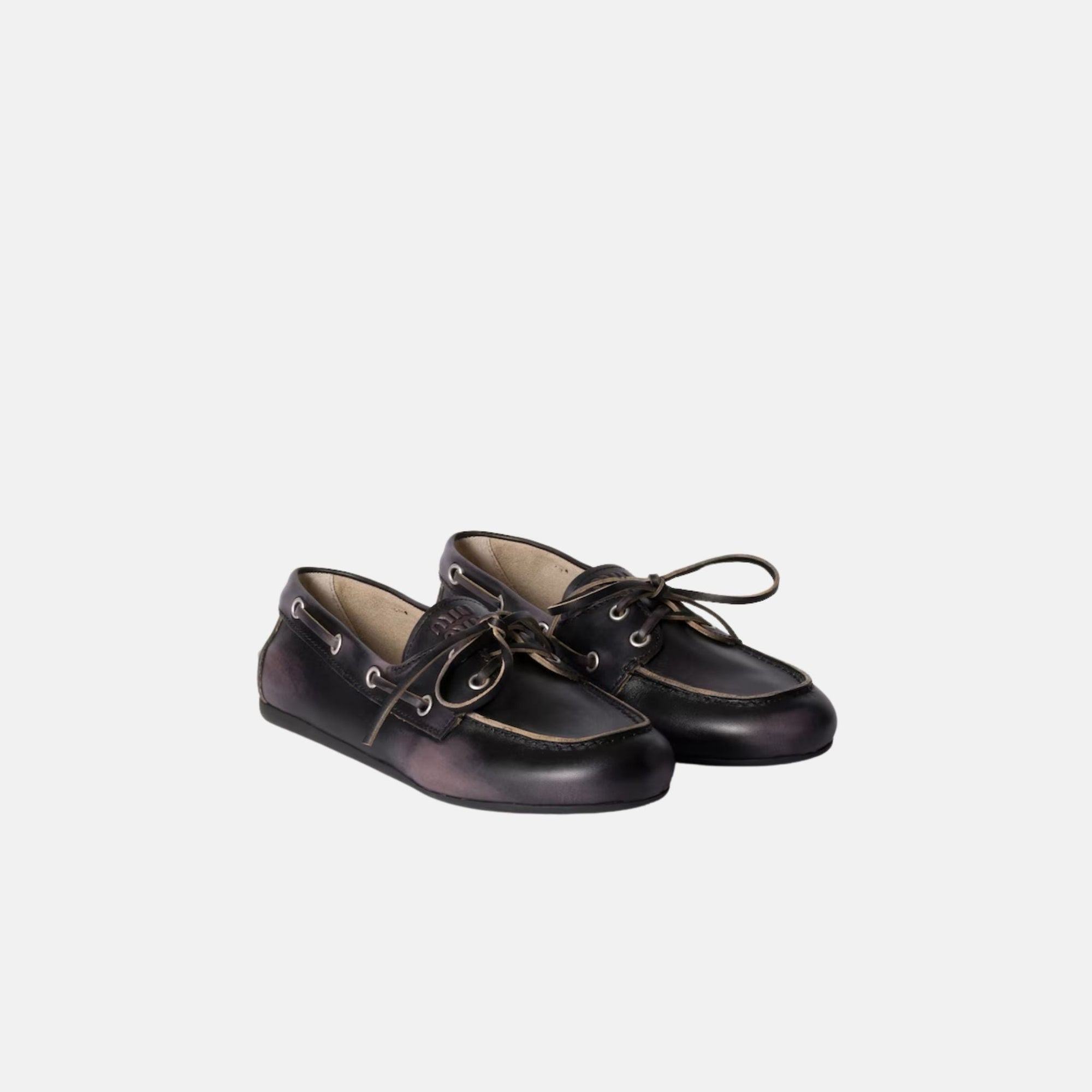 Unlined Bleached Leather Boat Shoes Miu miu оригінал – Купити в Україні – боковий вид