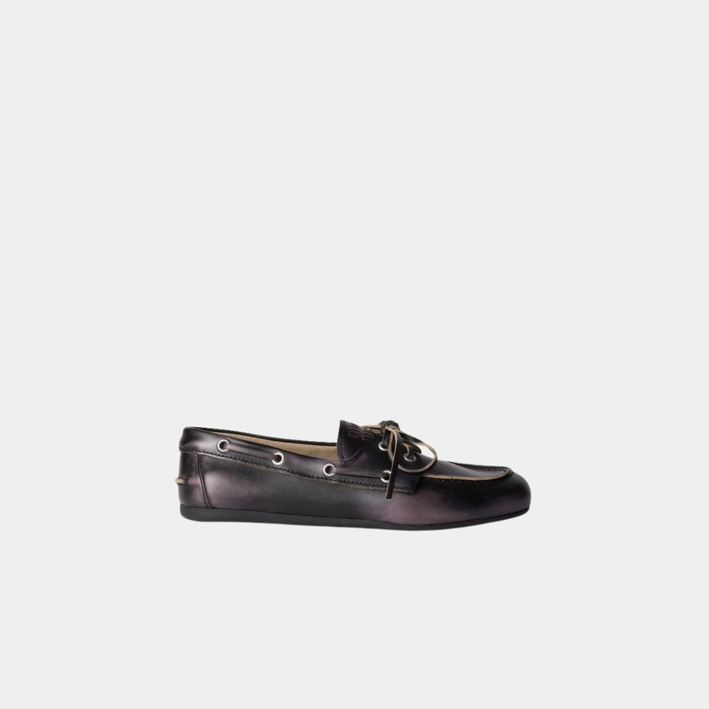 Unlined Bleached Leather Boat Shoes Miu miu оригінал – Купити в Україні – вид ззаду