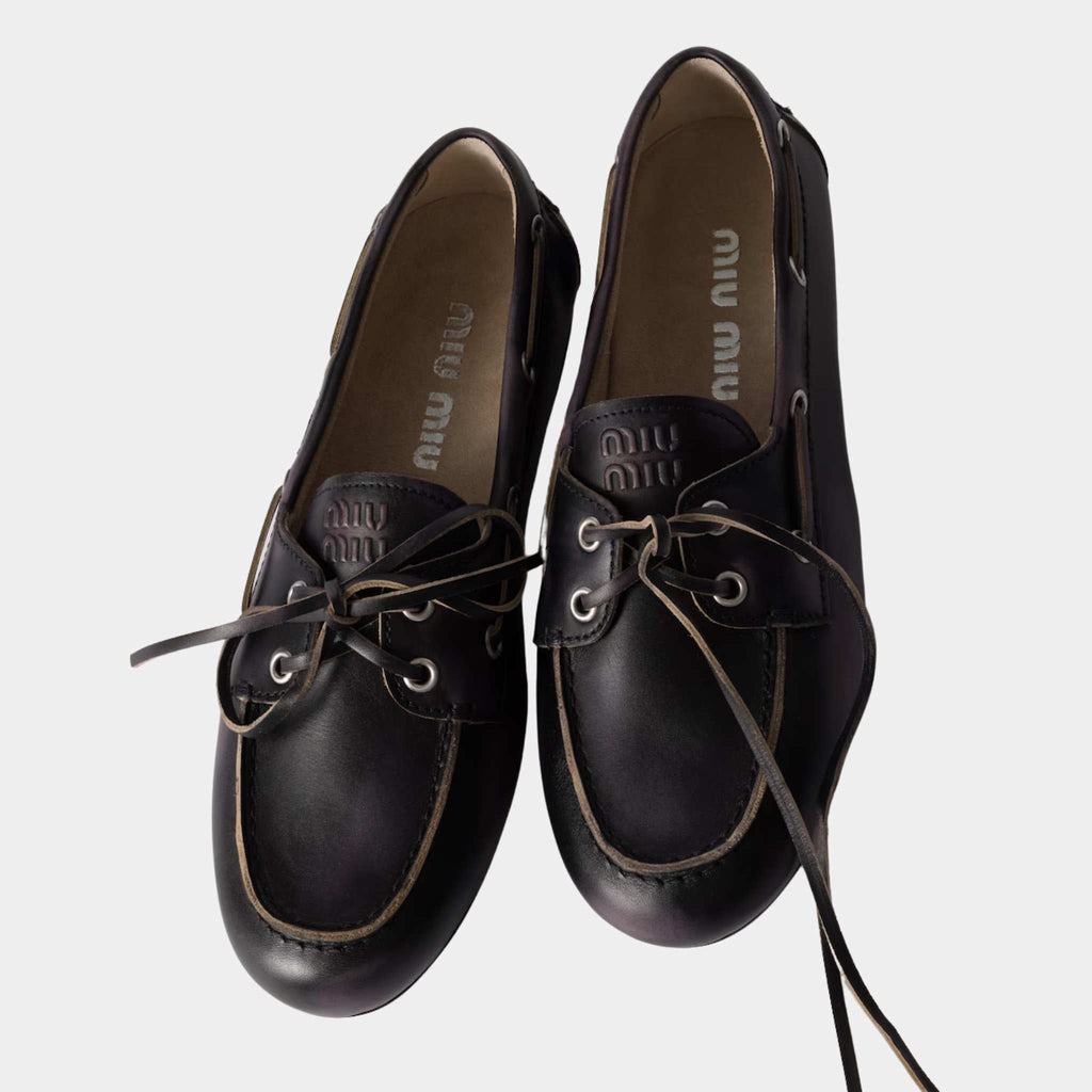 Unlined Bleached Leather Boat Shoes Miu miu оригінал – Купити в Україні – детальний вид