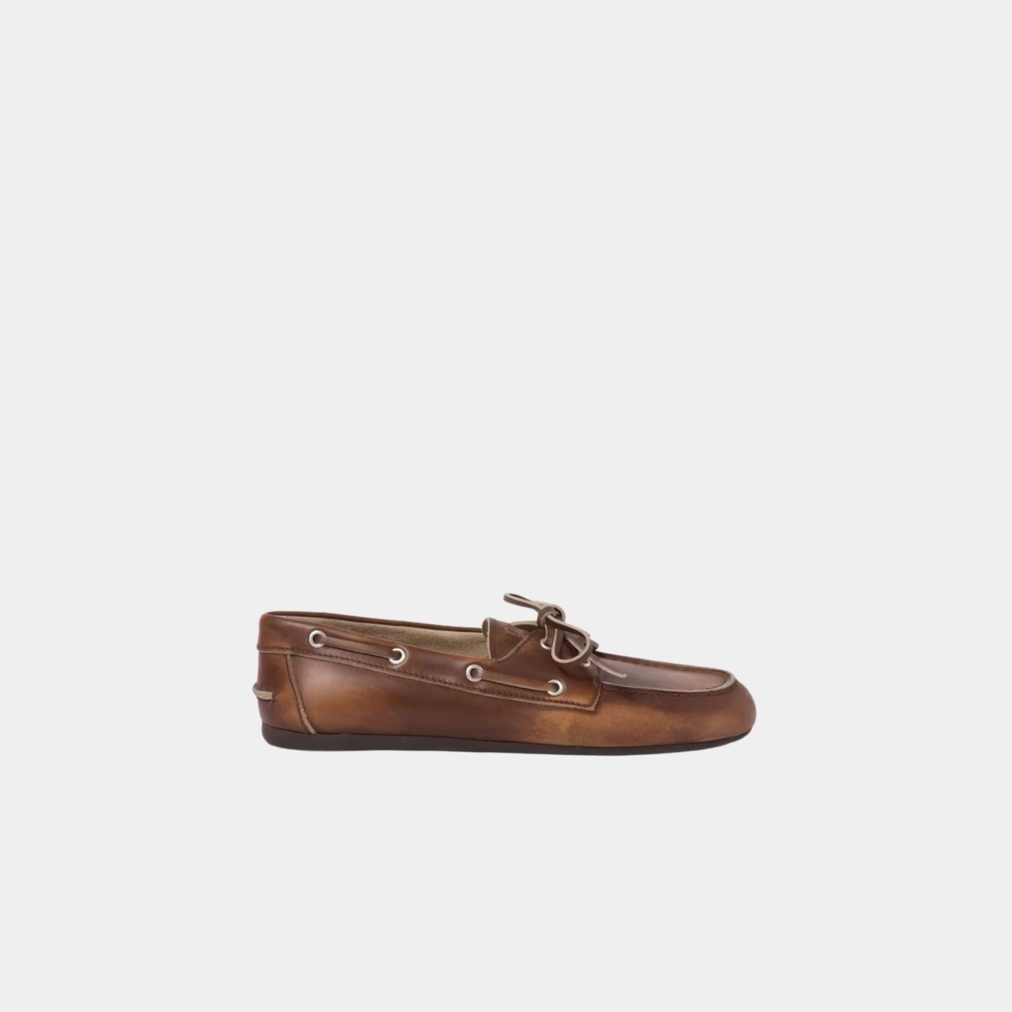 Unlined Bleached Leather Boat Shoes In Calfskin Miu miu – Гарантія оригінальності – вид ззаду
