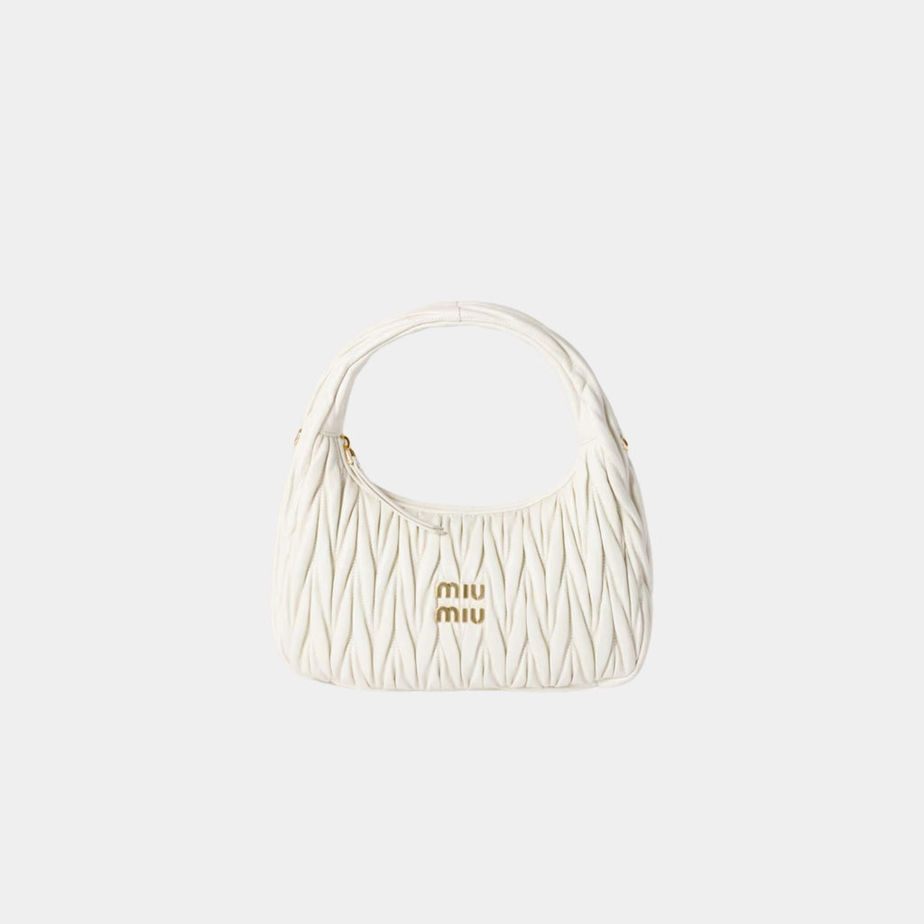 Wander Matelassé Nappa Leather Hobo Bag Miu miu – Гарантія оригінальності – боковий вид
