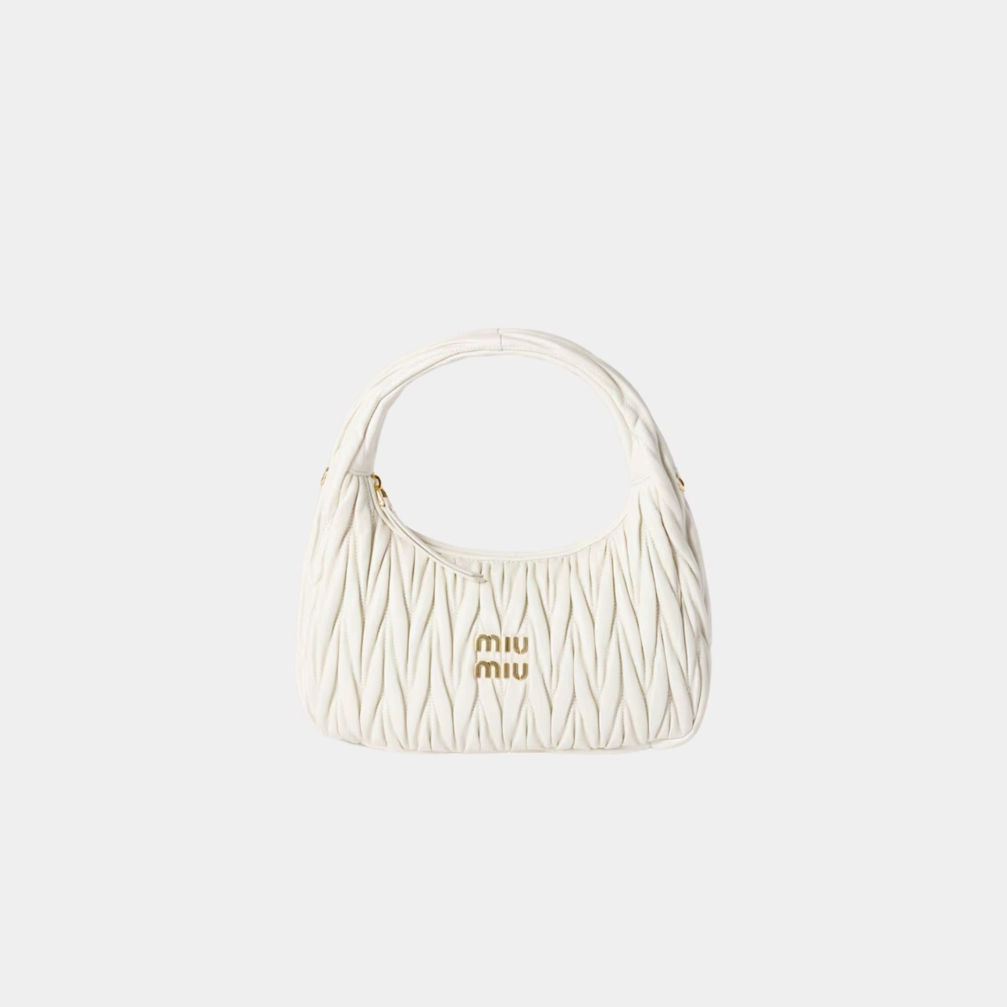 Wander Matelassé Nappa Leather Hobo Bag Miu miu – Гарантія оригінальності – боковий вид