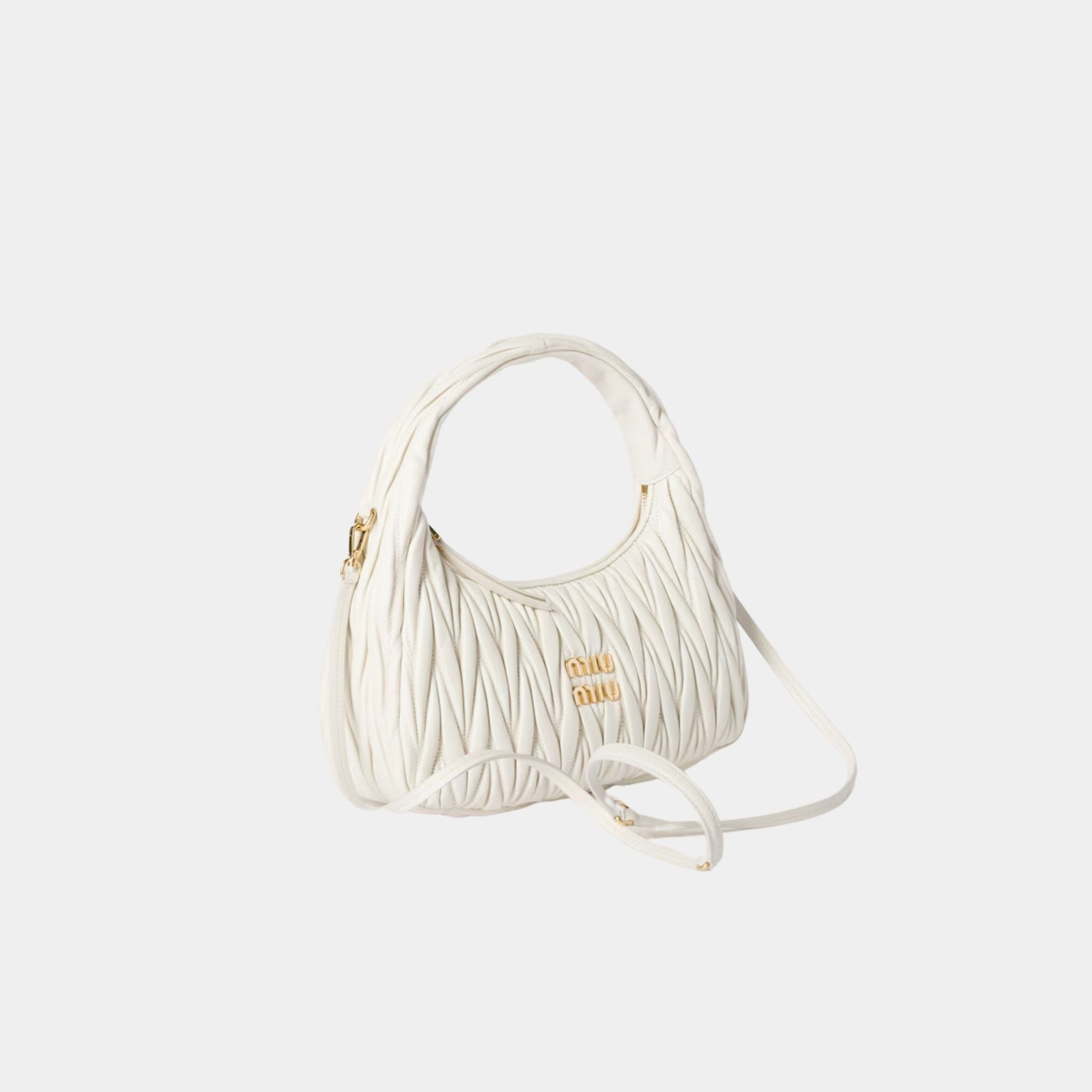 Wander Matelassé Nappa Leather Hobo Bag Miu miu – Гарантія оригінальності – вид ззаду