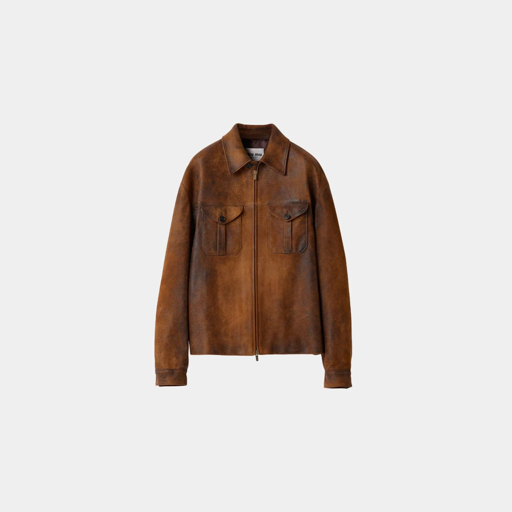 Waxed Suede Leather Jacket Miu miu – Гарантія оригінальності – боковий вид