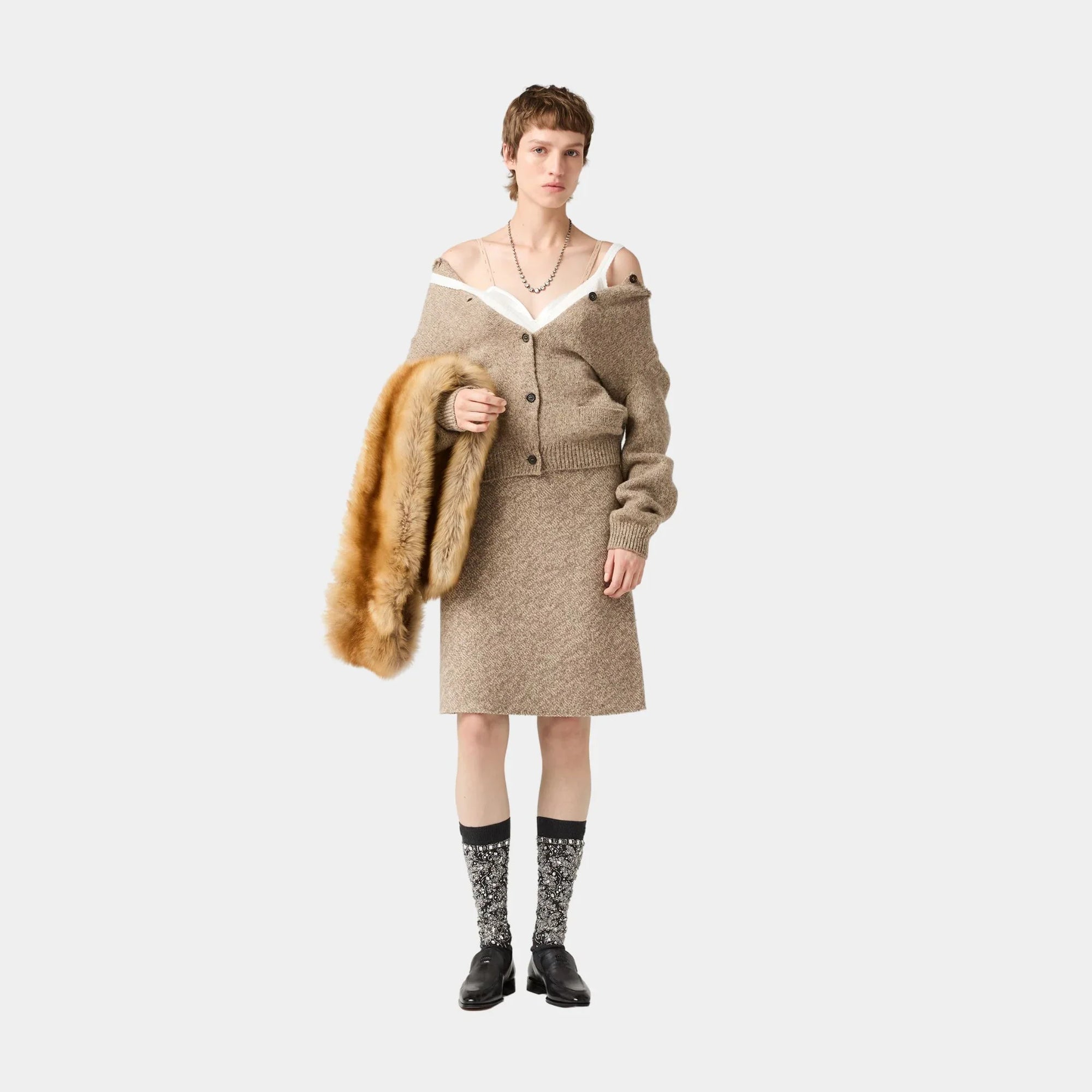 Оригінальна Wool Knit Skirt Miu miu – вид ззаду