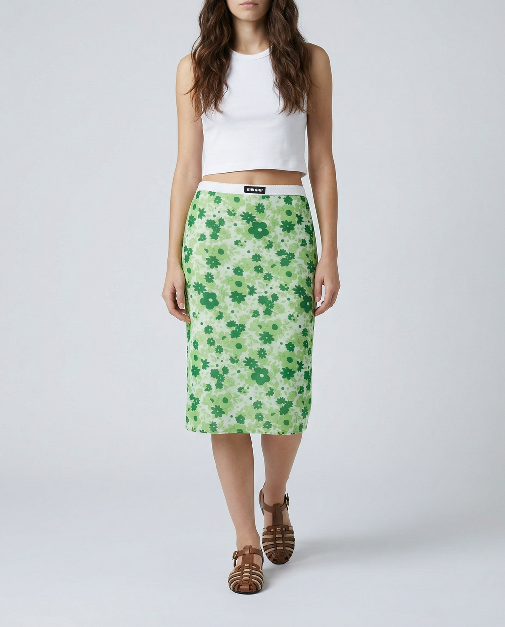 Stretch Fabric MIDI Skirt Miu miu оригінал – Купити в Україні – вид ззаду