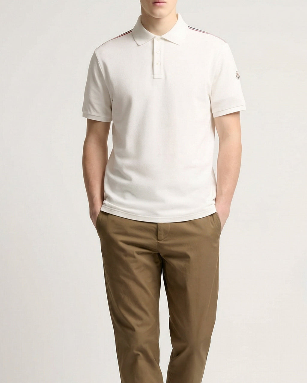 Tricolor Trimmed Cotton Piqué Polo Shirt Moncler оригінал – Купити в Україні – вид ззаду
