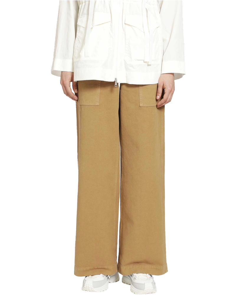 Оригінальна Leather Logo Cotton Trousers Moncler