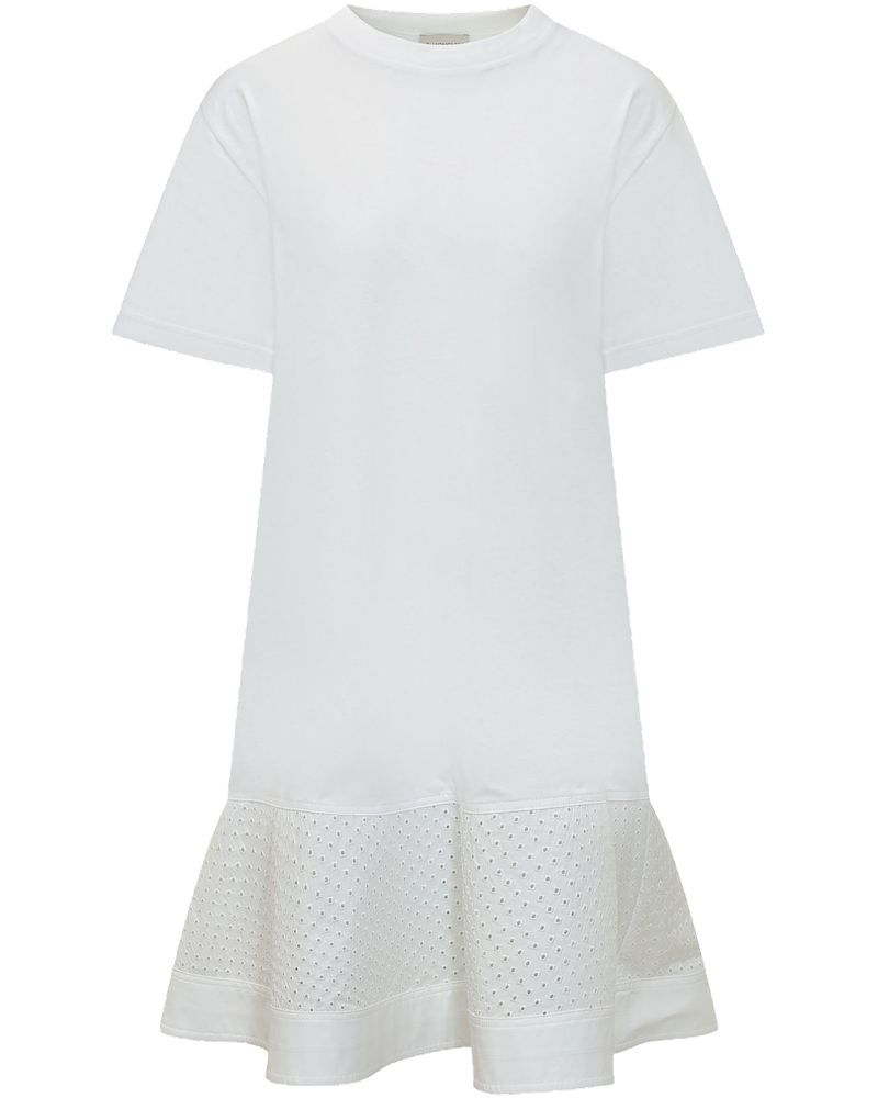 Оригінальна Dress With Short Sleeves And Eyelet Flounce Hem Moncler