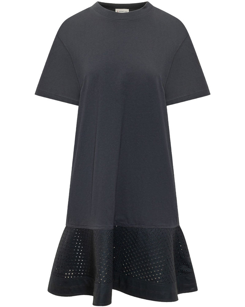 Оригінальна Dress With Short Sleeves And Eyelet Flounce Hem Moncler