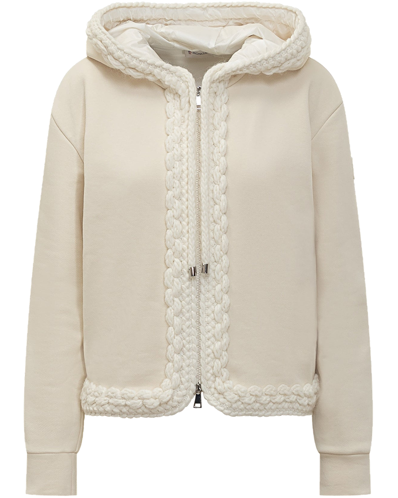 White Hoodie With Braided Trim Details Moncler – Гарантія оригінальності