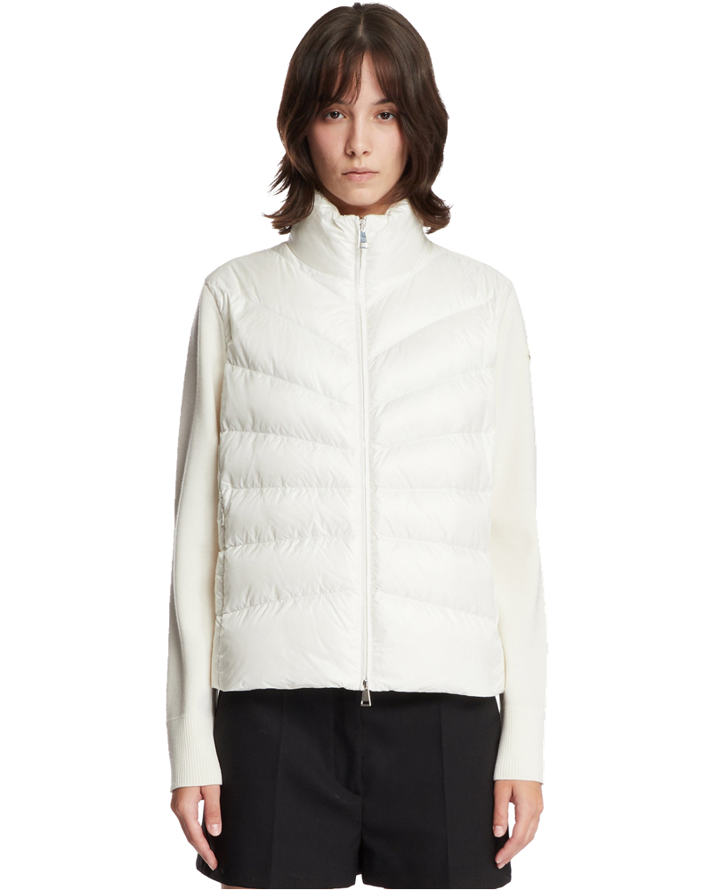 Оригінальна White Padded Wool Zip Cardigan Moncler